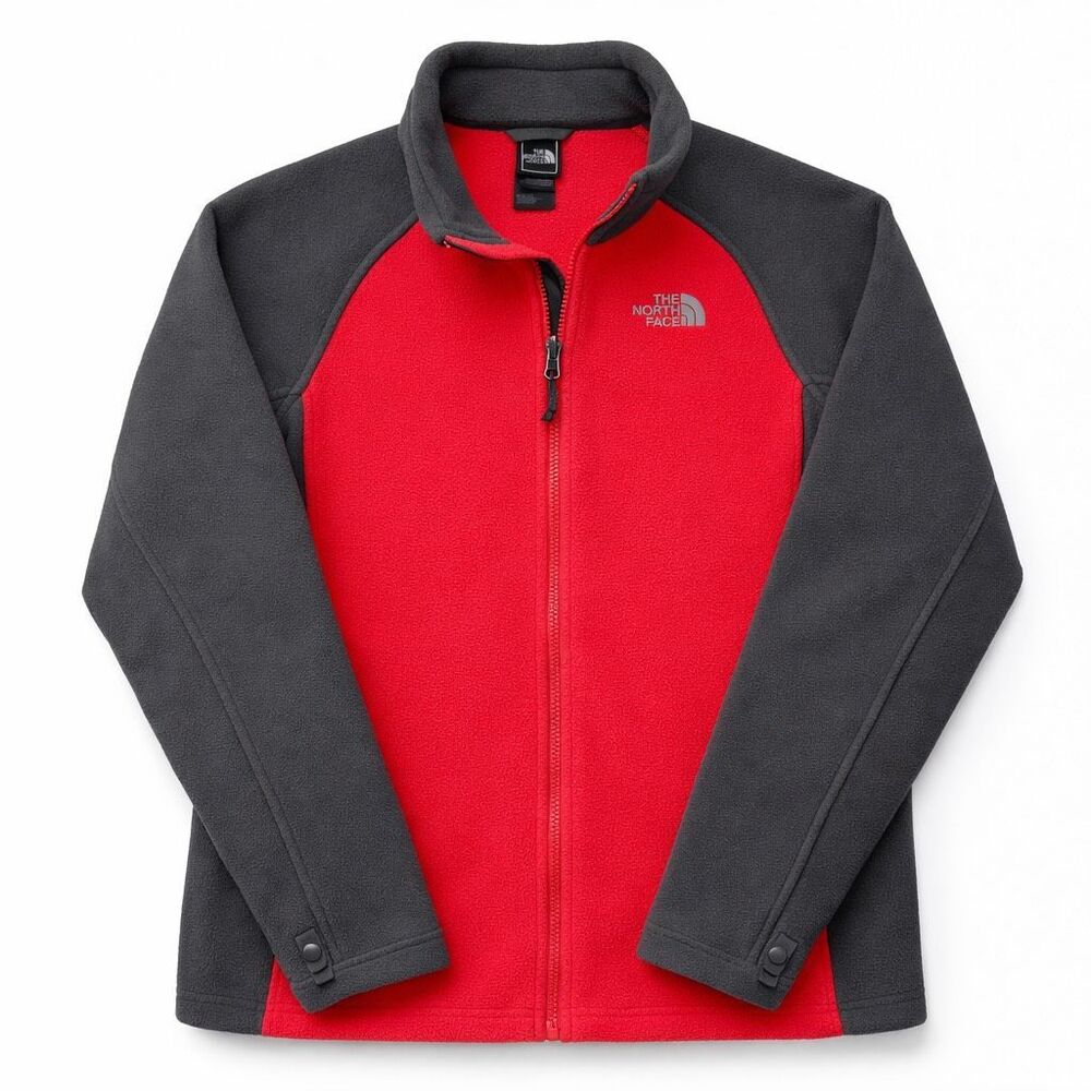 The North Face Full Zip Fleece Jacket Women's Large Red Gray